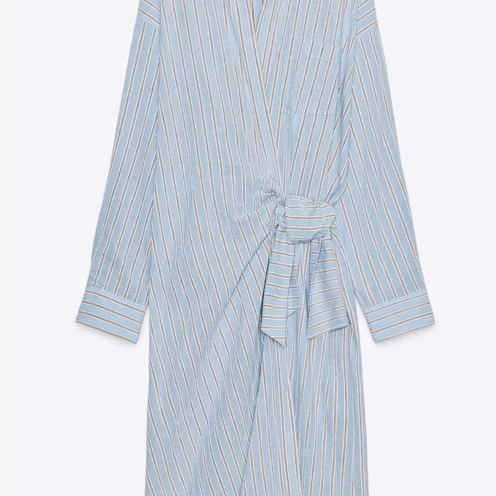 Zara ZW Collection Striped Wrap Dress